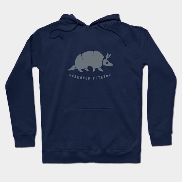 Armadillo armored potato. Funny animals, minimal design with dark ink Hoodie by croquis design